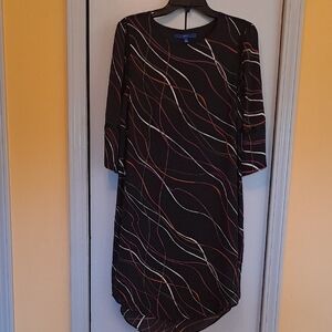 Apt. 9 Black Dress with Red and White Wave Design